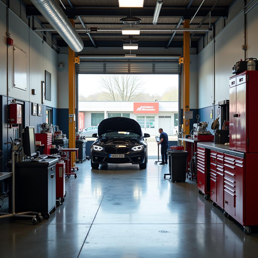 Moderne Werkstatt bei Autowelt Schmidt Dortmund:  Professionelle Ausstattung für alle Fahrzeugtypen.