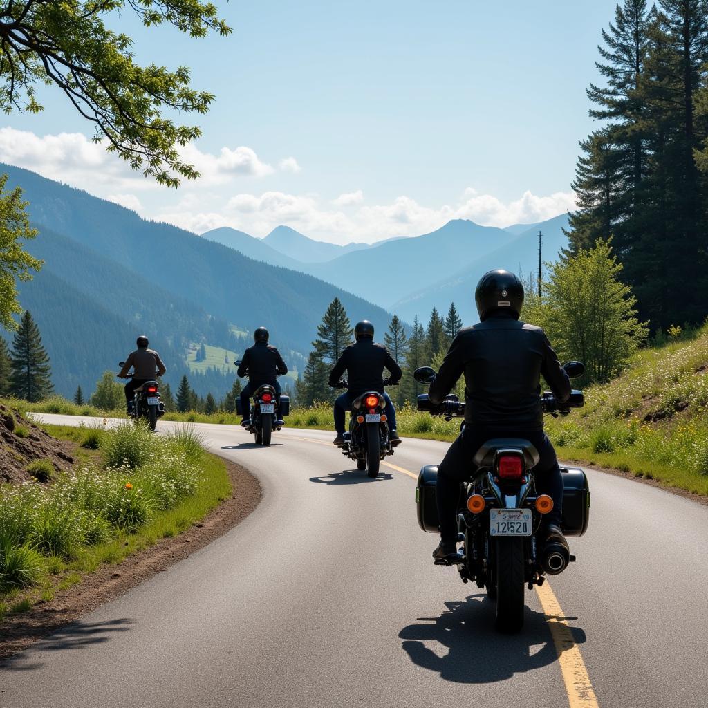 Motorradfahrergruppe auf Tour