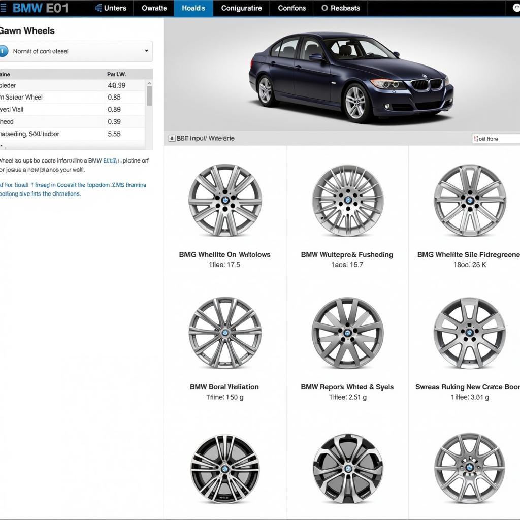 BMW E91 Felgenkonfigurator