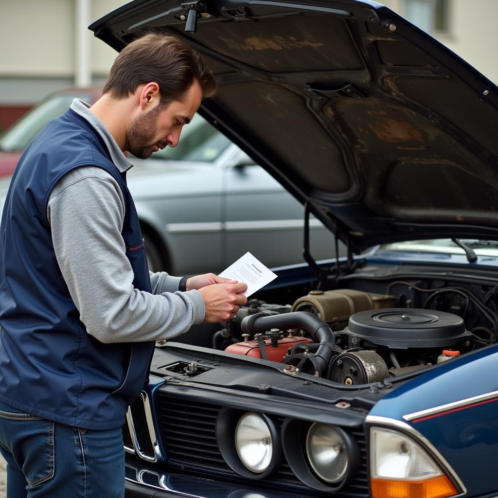 Experte begutachtet einen klassischen BMW