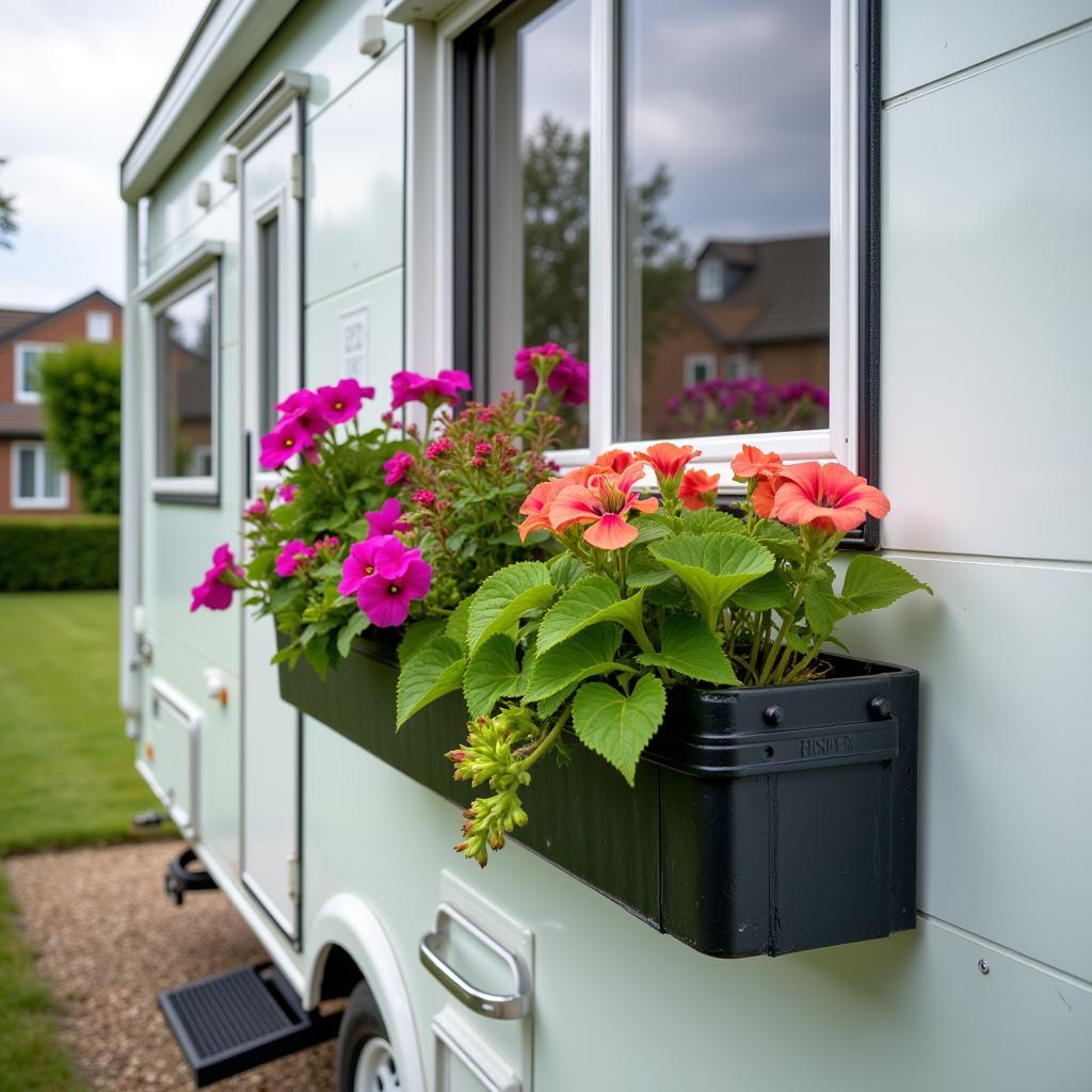 Blumenkasten am Caravan: Farbenfrohe Dekoration für den Urlaub