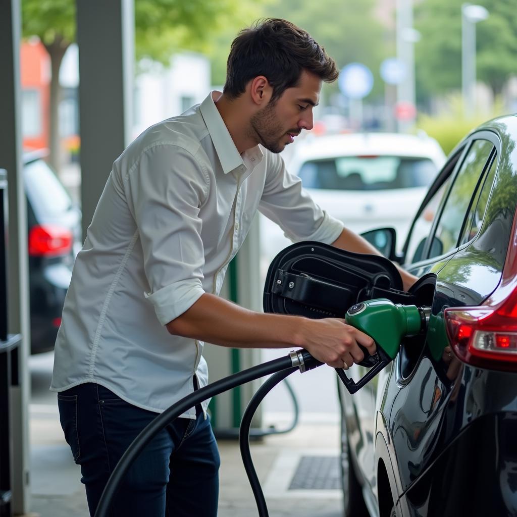 CNG-Auto an der Tankstelle