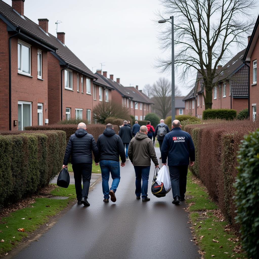 Evakuierung in Delmenhorst nach einem Bombenfund: Anwohner verlassen ihre Häuser.