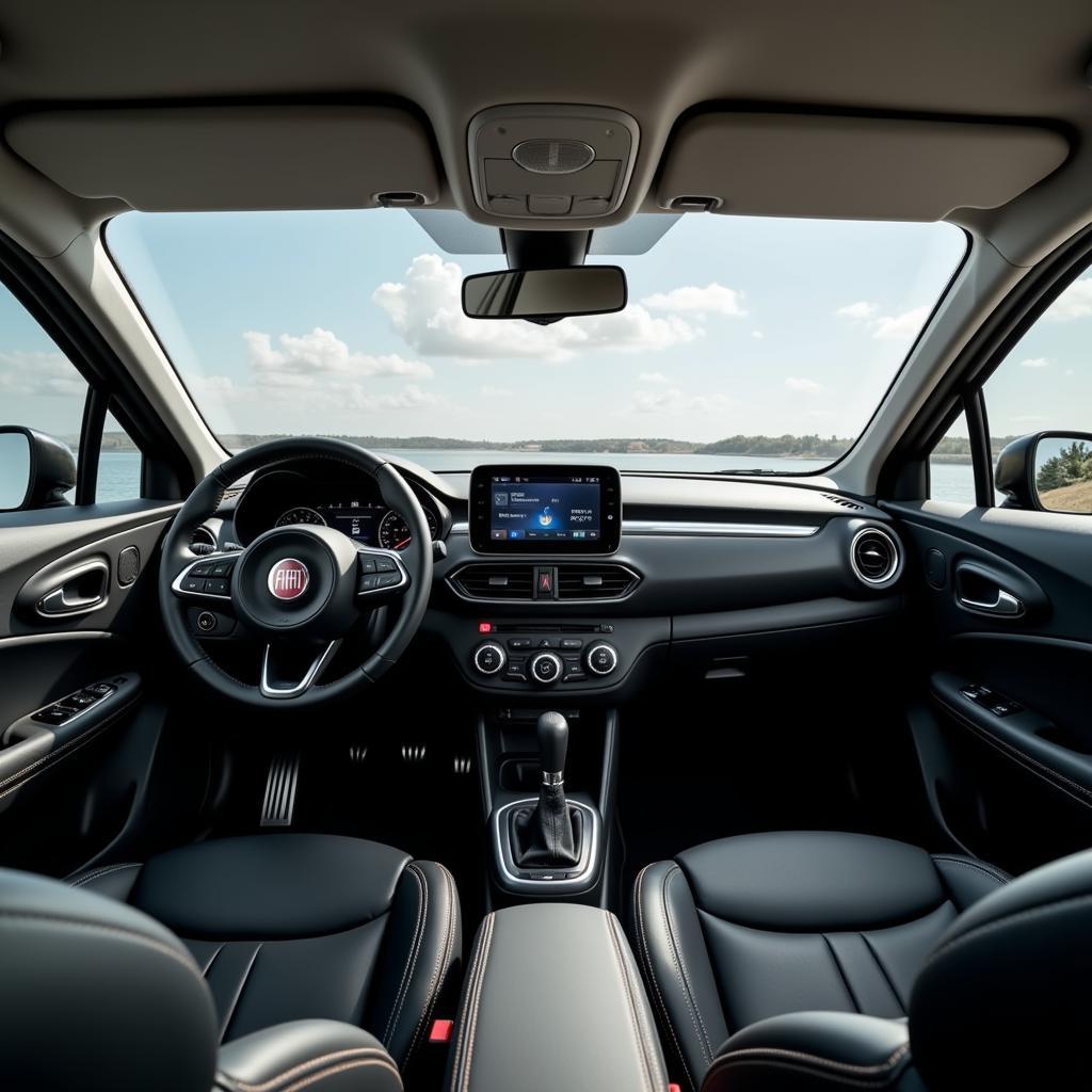 Moderner Innenraum des Fiat 600 Hybrid im Test: Übersichtliches Cockpit und Infotainmentsystem.