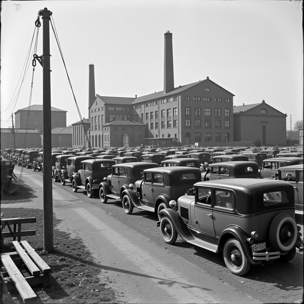 Historische Aufnahme der Fiat-Fabrik in Turin