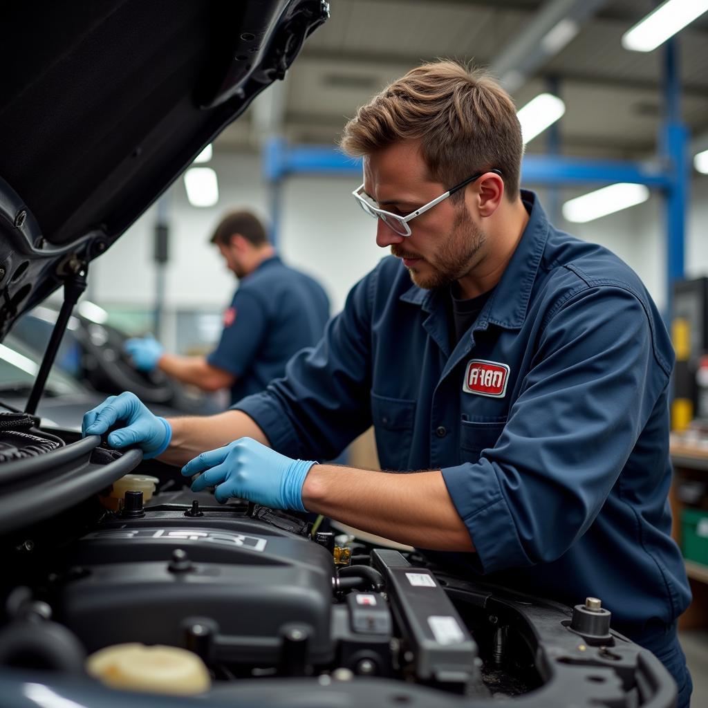 Fiat Mechaniker bei der Reparatur in einer Werkstatt