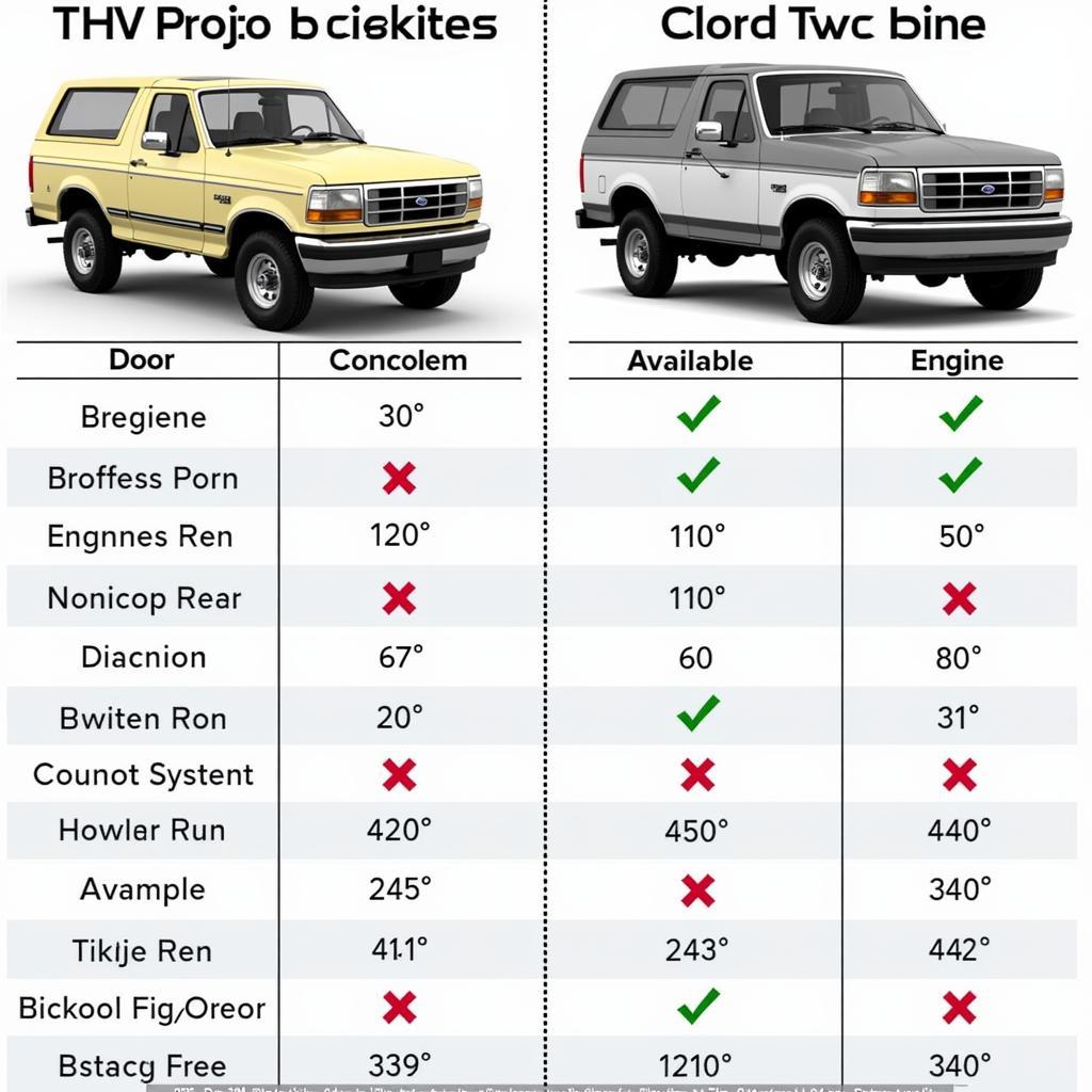 Vergleich der Ford Bronco Modelle: Zwei- und Viertürer.