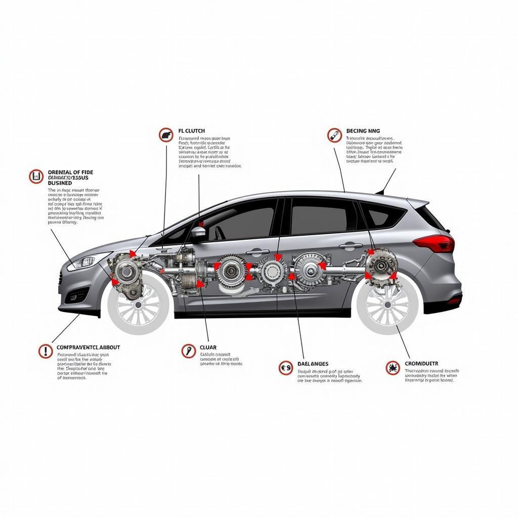 Ford S-Max 2017 Getriebeprobleme: Darstellung der verschiedenen Komponenten eines Ford S-Max 2017 Getriebes und deren häufigsten Fehlerquellen.