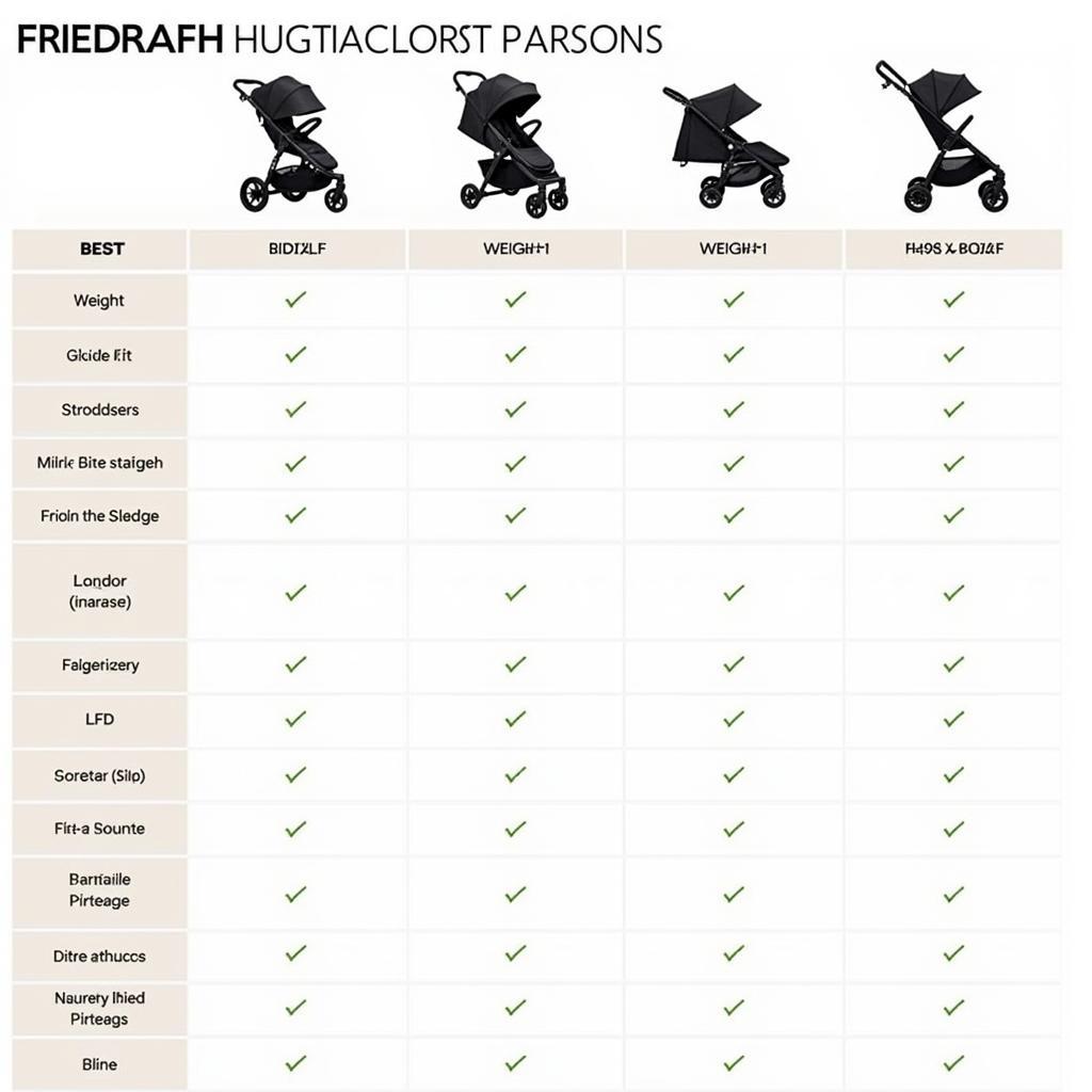 Vergleichstabelle der Friedrich Hugo Kinderwagenmodelle