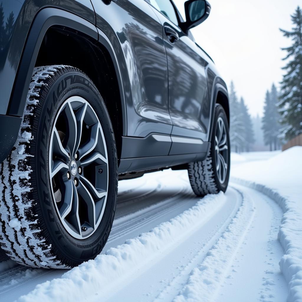 Ganzjahresreifen auf einem SUV im Winter