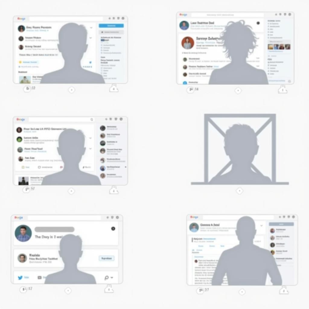 Graue Profilbilder auf verschiedenen Social-Media-Plattformen