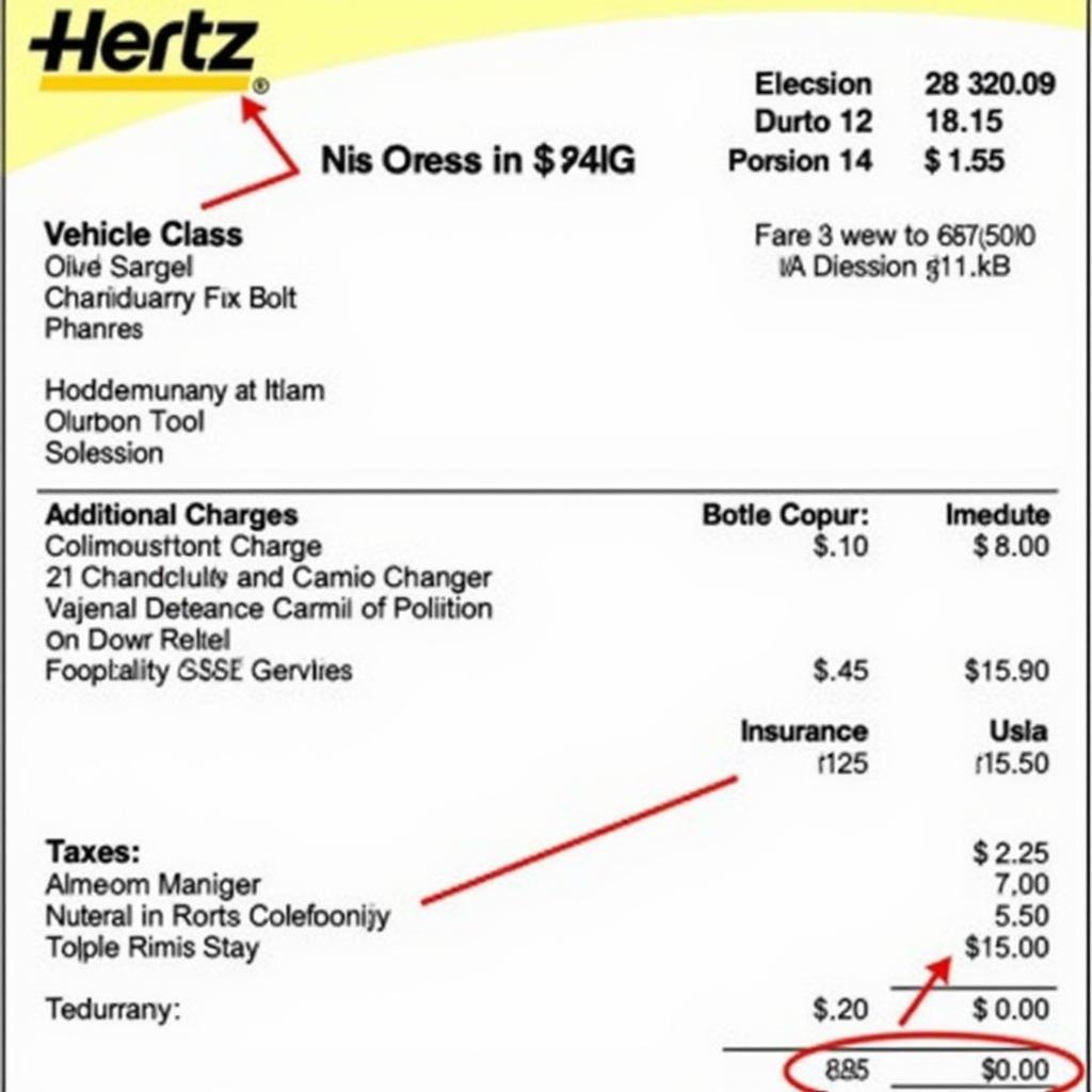 Die Details Ihrer Hertz Rechnung verstehen: Eine visuelle Darstellung der einzelnen Komponenten einer typischen Hertz Rechnung.