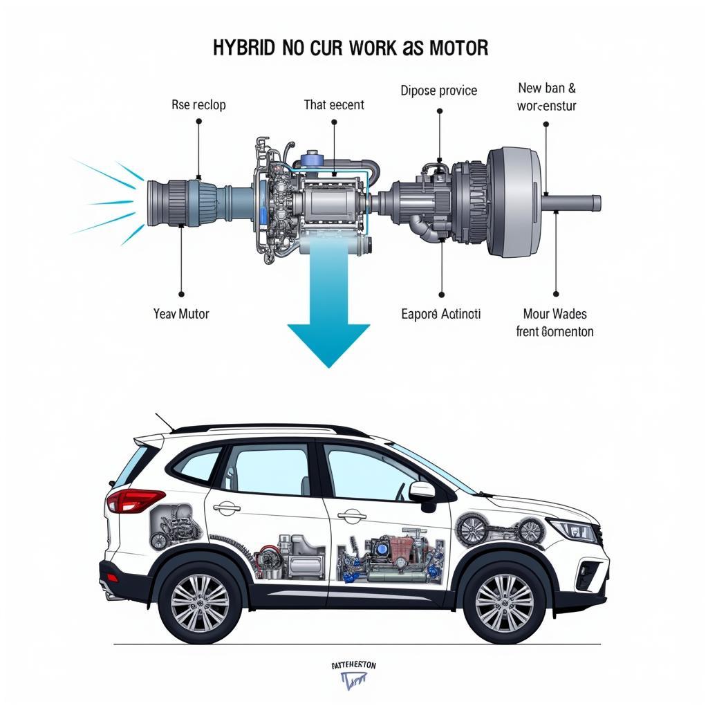 Darstellung der Funktionsweise eines Hybridantriebs in einem SUV