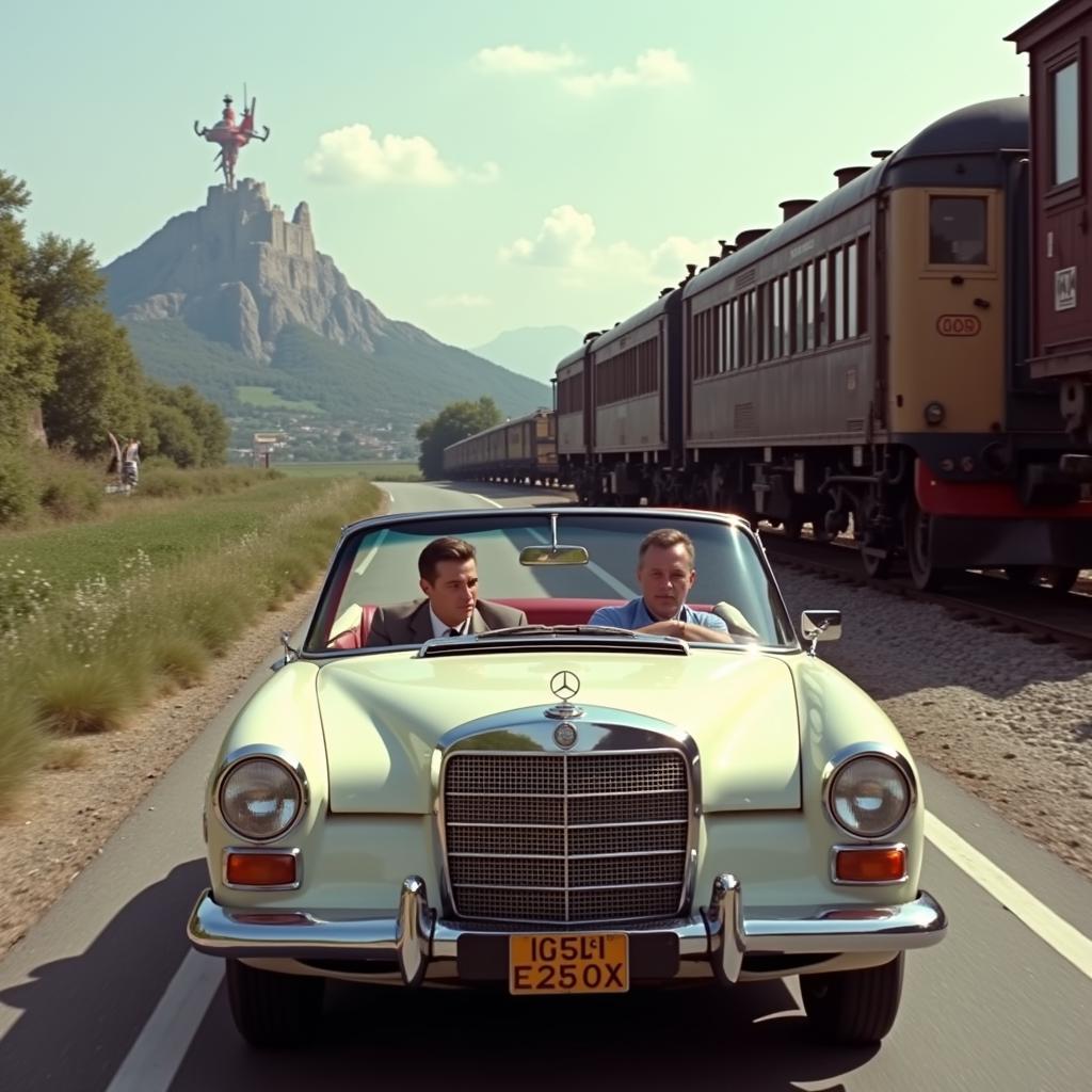 James Bond im Mercedes-Benz 250 SE Cabriolet in Octopussy