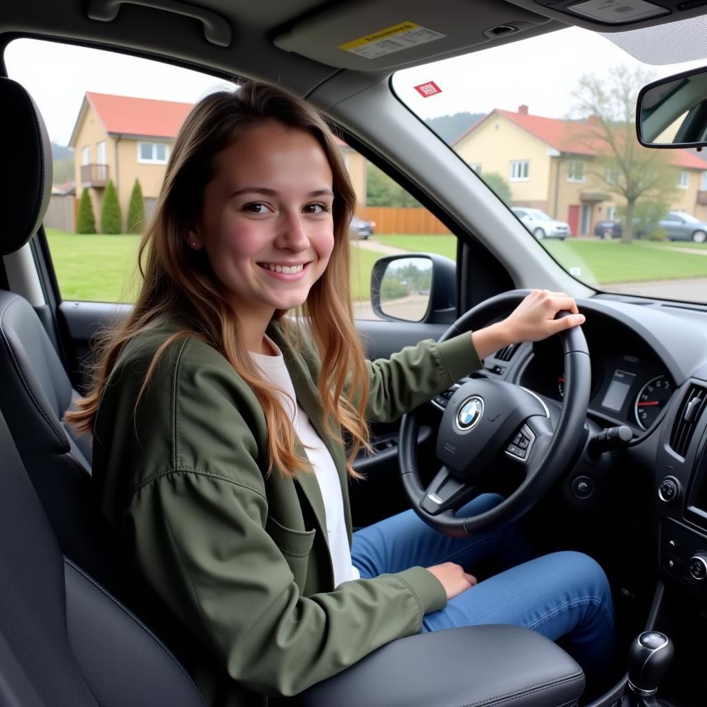 Junger Fahrer in einem Auto bis 40 km/h