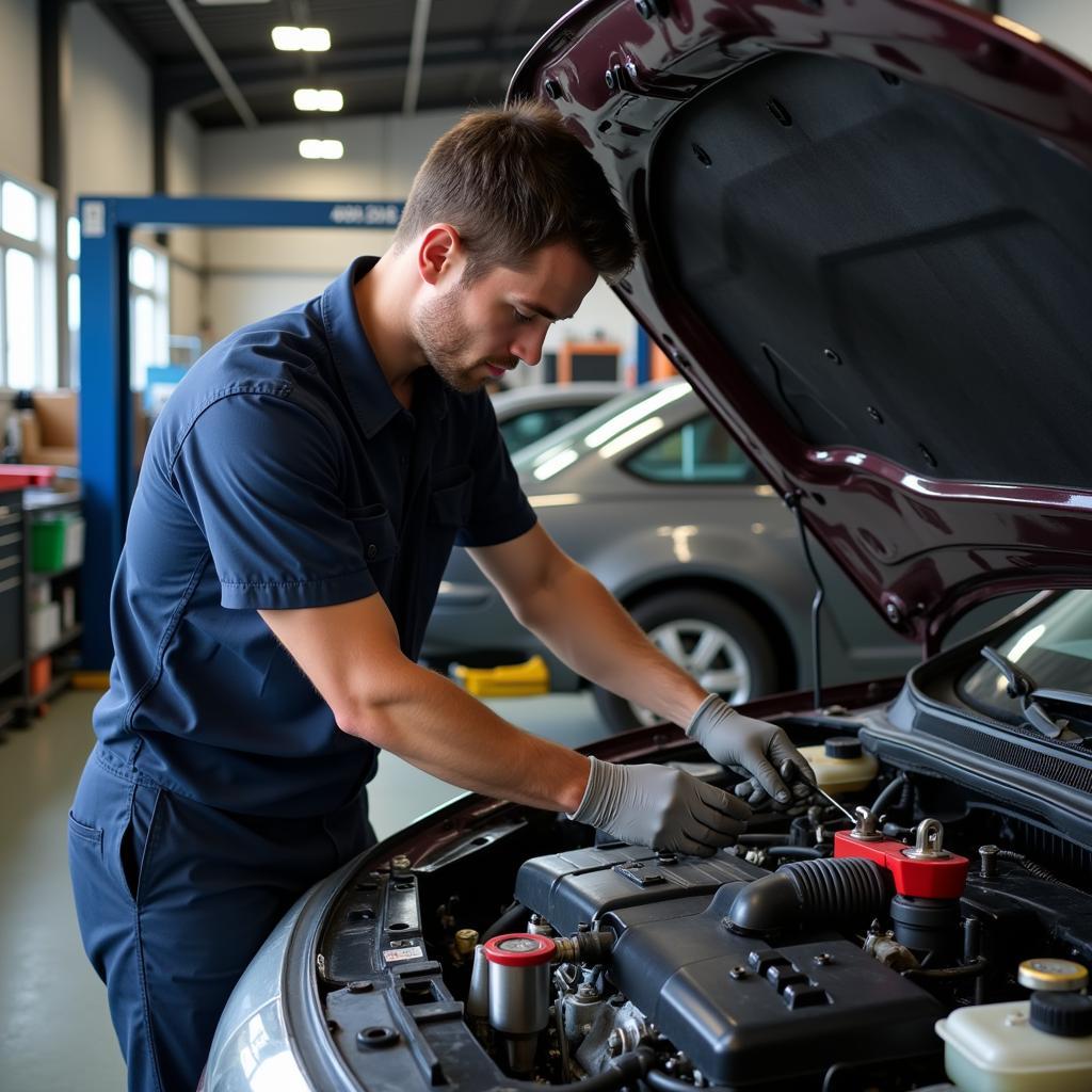 Kfz-Reparatur am Motor