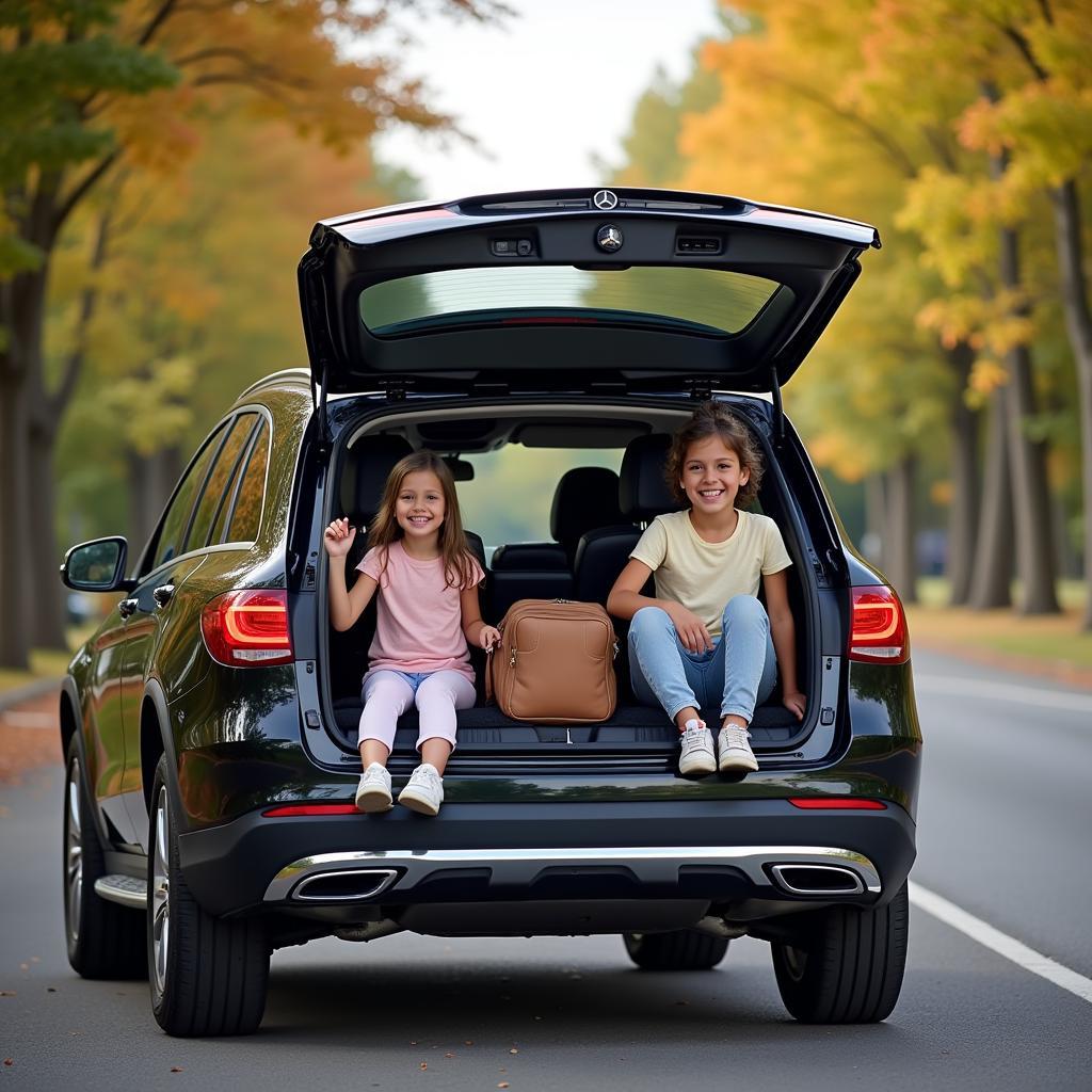 Mercedes 6 Türer mit Familie