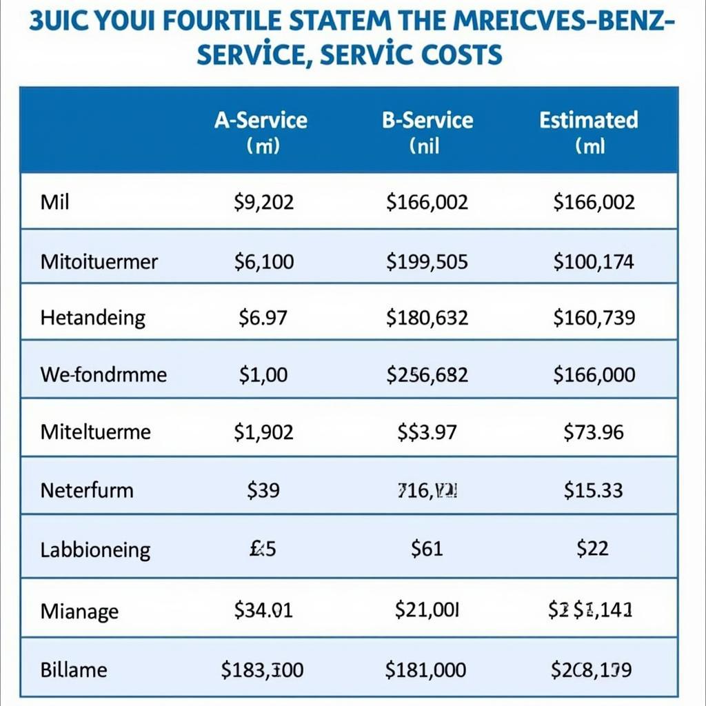 Kostenübersicht für einen Mercedes-Benz Service