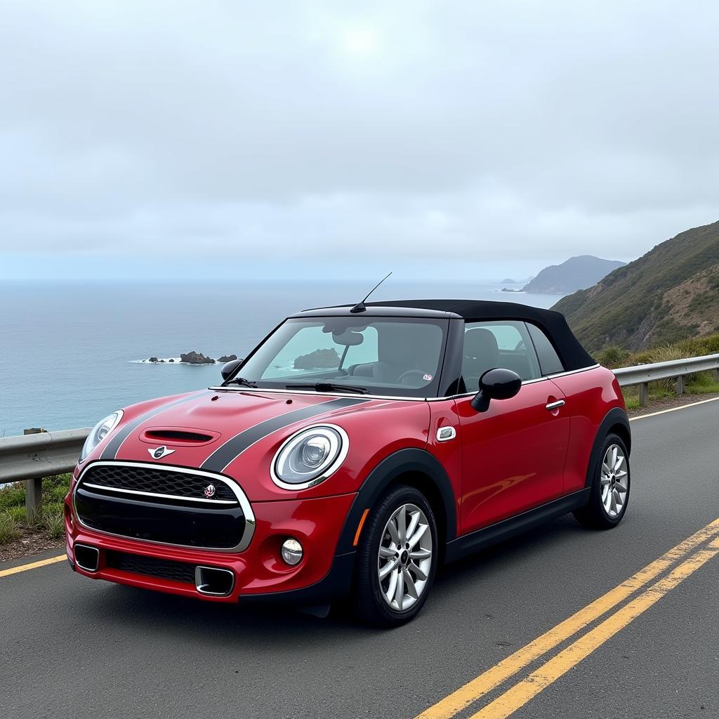 Mini Cooper Automatik Cabrio mit geöffnetem Verdeck.