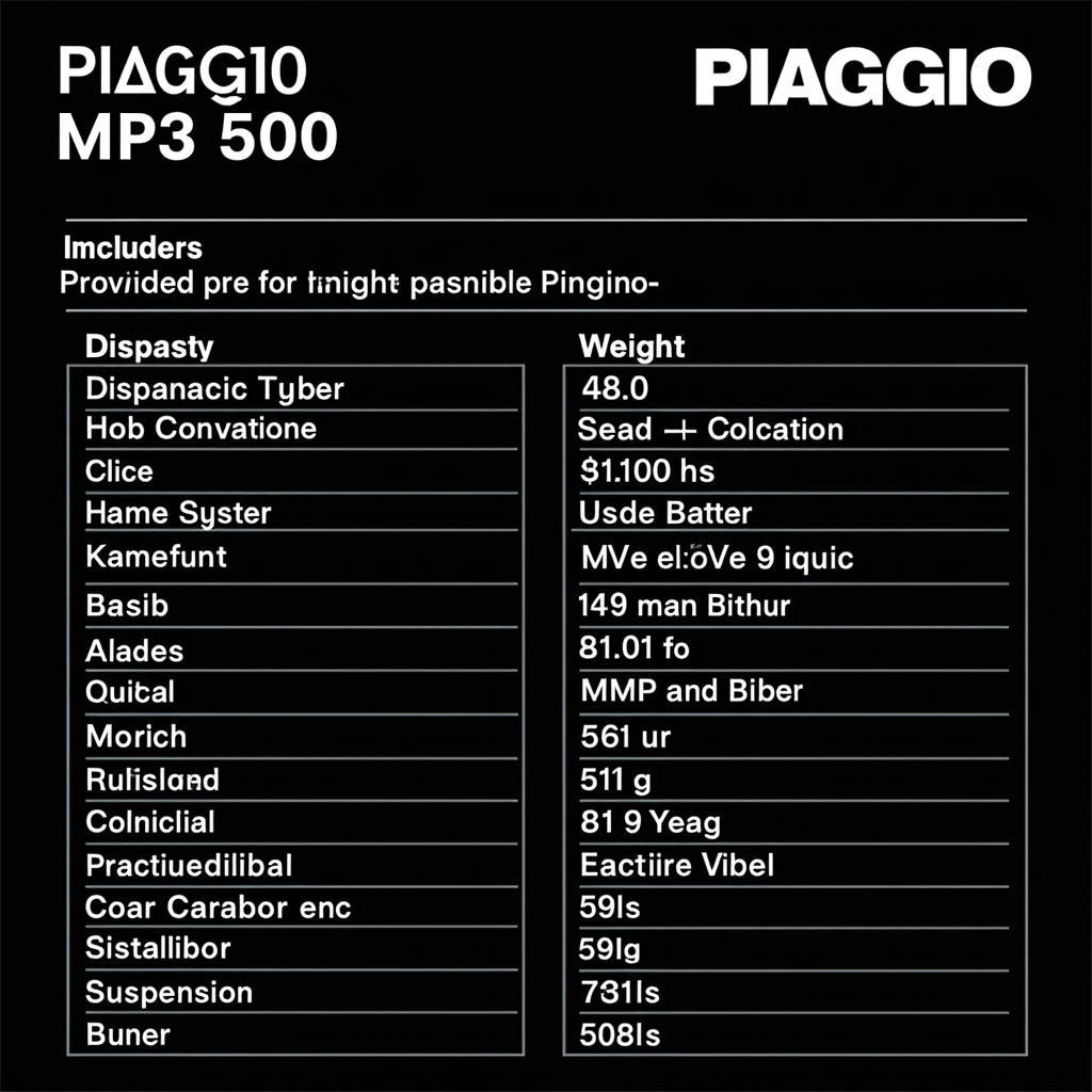 Technische Daten des MP3 Piaggio 500