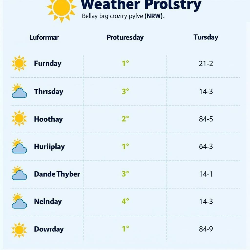 7-Tage Wettervorhersage für Nordrhein-Westfalen