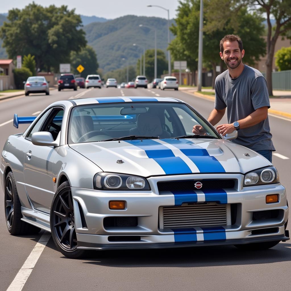 Paul Walker mit seinem Nissan Skyline GT-R