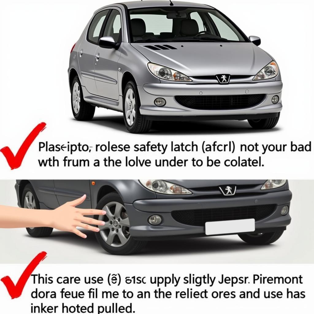 Entriegeln der Motorhauben-Sicherheitsverriegelung beim Peugeot 206