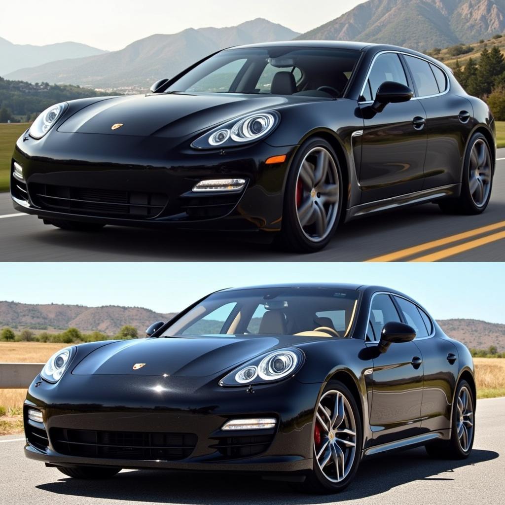 Porsche Panamera 2012 Außenansicht: Ein eleganter Sportwagen in Schwarz.