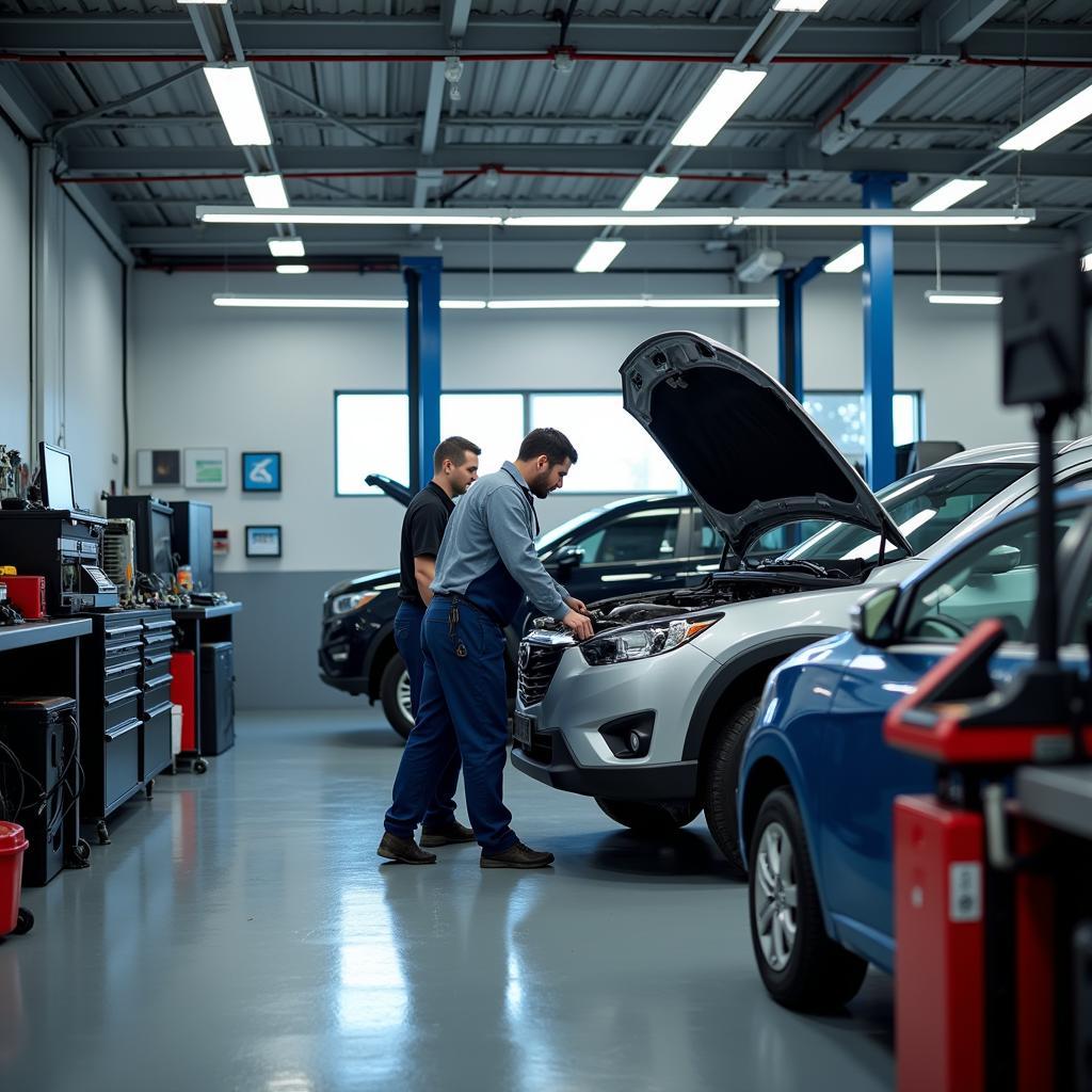 Professionelle Autowerkstatt mit modernen Diagnosegeräten