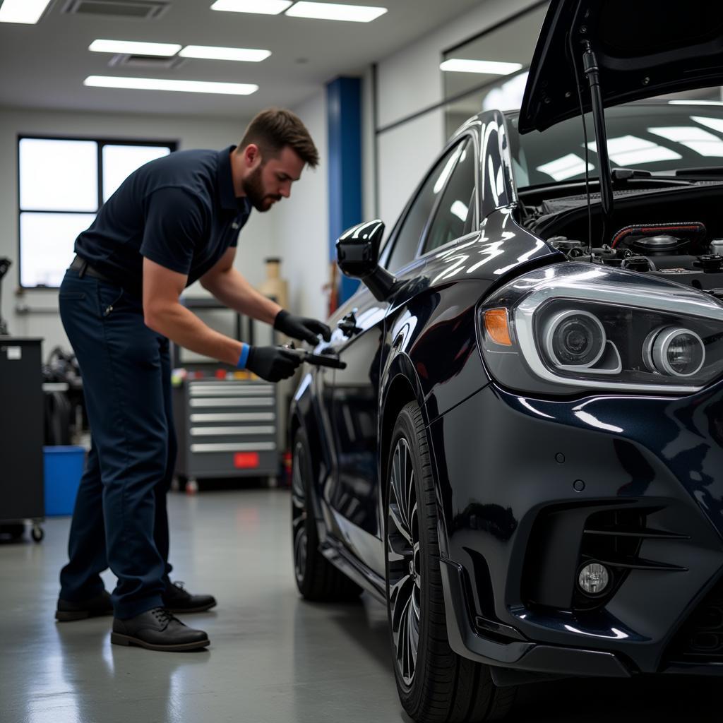 Professionelle Entfernung von Autologos in einer Werkstatt