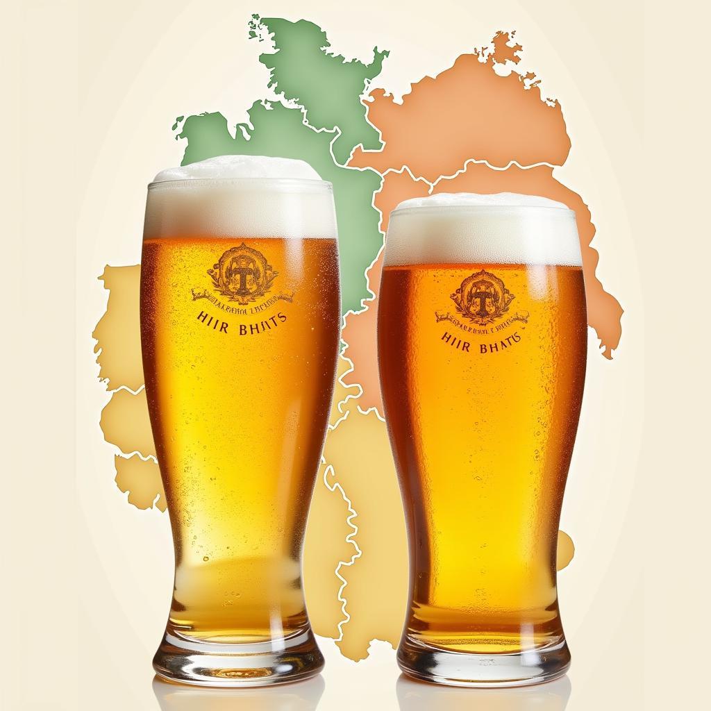 Regionale Bierspezialitäten in Deutschland: Ein Glas Pils neben einem Glas Weißbier.