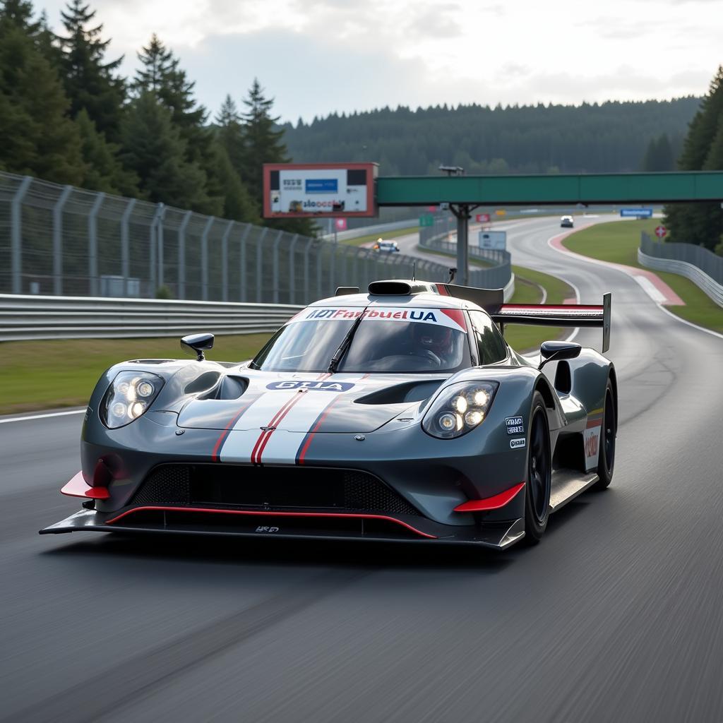 Moderne Rennwagen mit fortschrittlicher Technologie auf der Nordschleife.