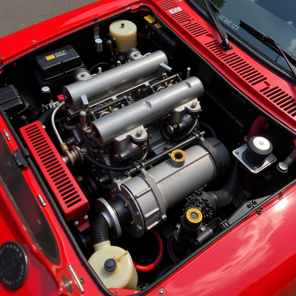 Detailansicht des leistungsstarken 1,5-Liter-Motors des Ritmo Fiat Abarth.