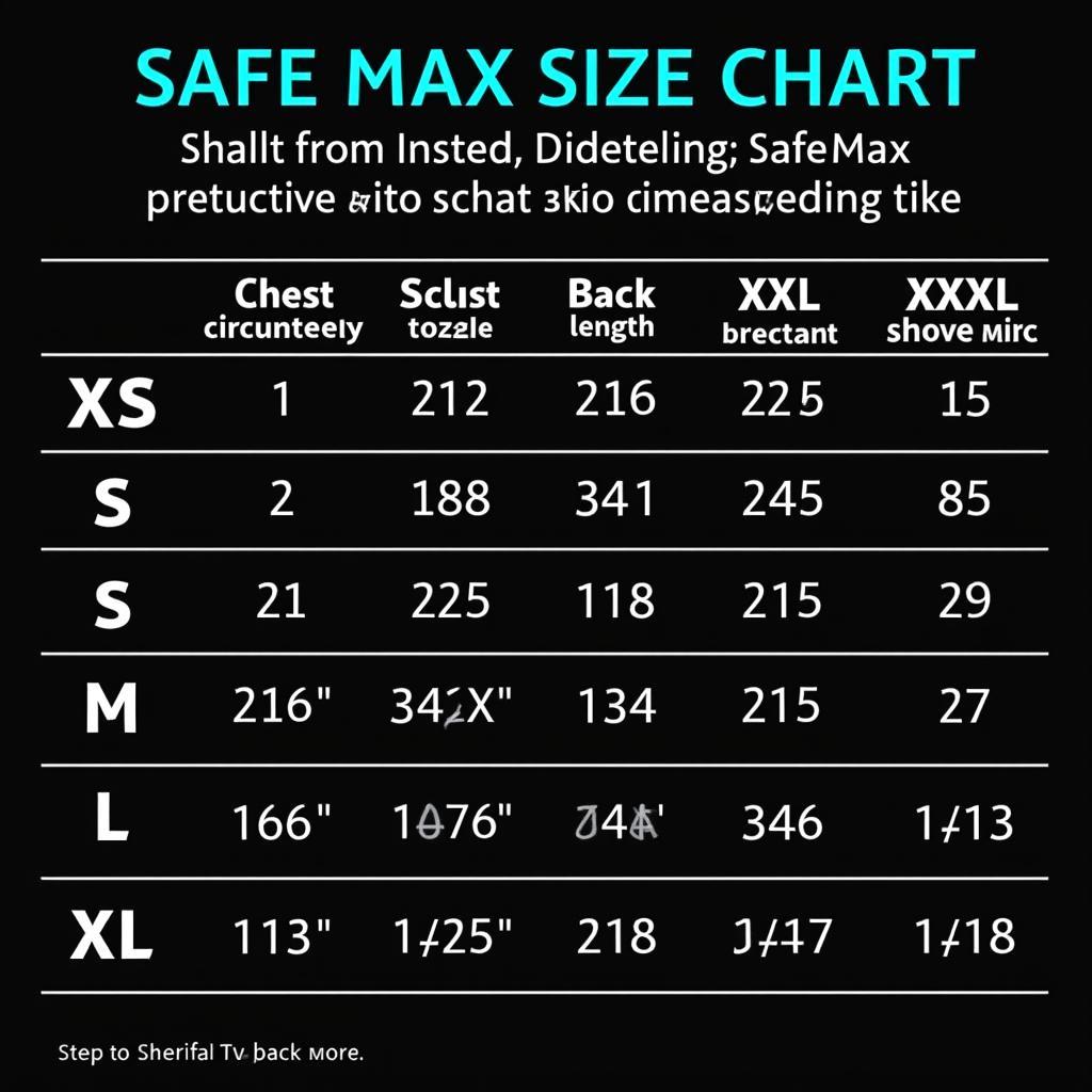 Safe Max Rückenprotektor Größentabelle