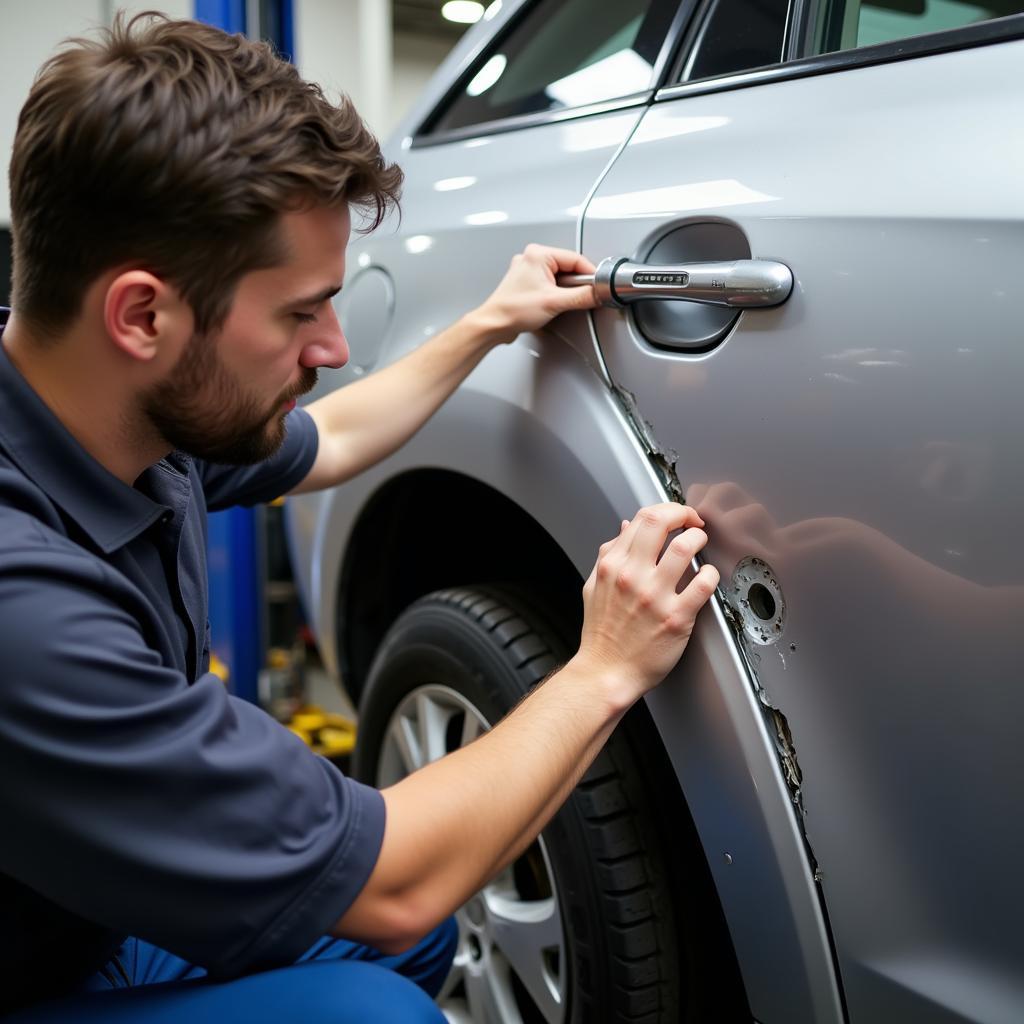 Schadensbeurteilung an einer Autokarosserie