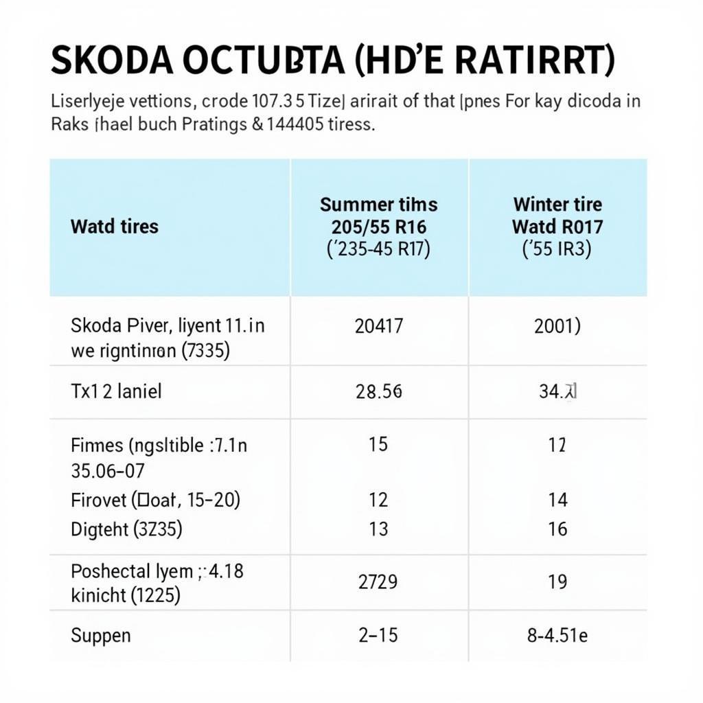 Skoda Octavia Reifengrößen Tabelle