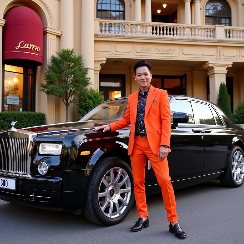 Stephen Hung posiert vor seinem Rolls-Royce Phantom