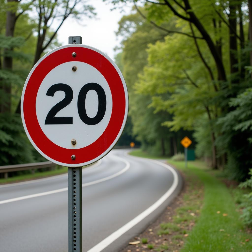 Straßenschild mit Geschwindigkeitsbegrenzung