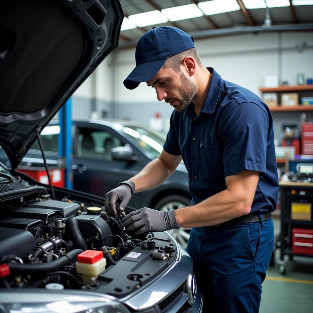 Der Super Kollege in der Kfz-Werkstatt