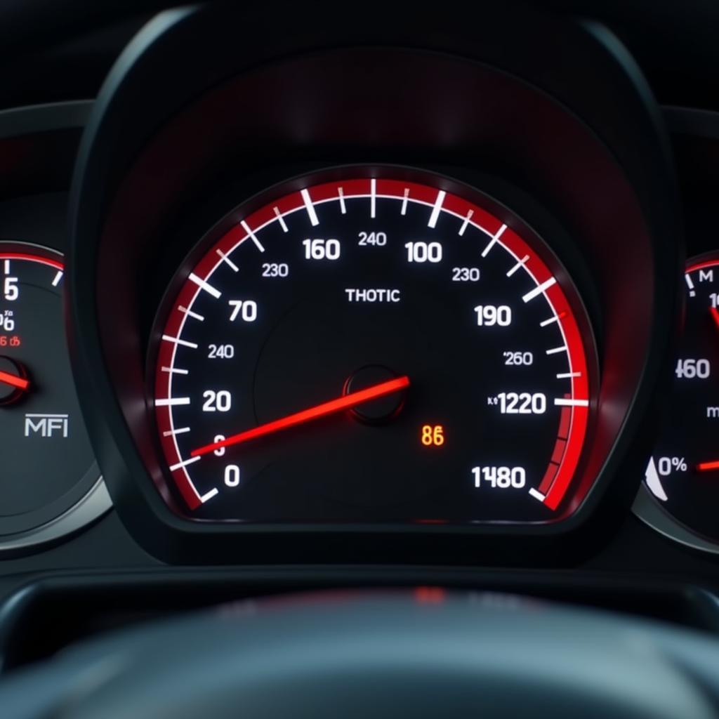 Tachometer zeigt Geschwindigkeitsüberschreitung