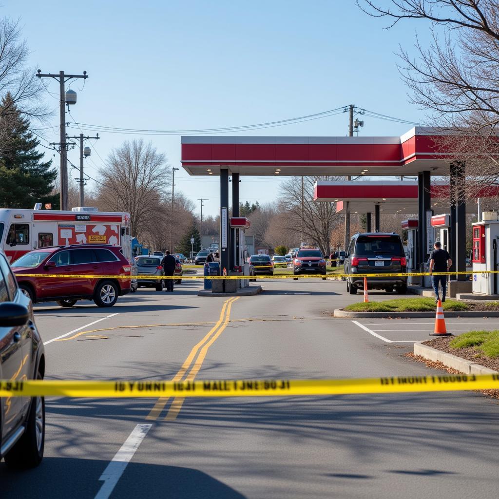 Tankstelle gesperrt nach Unfall