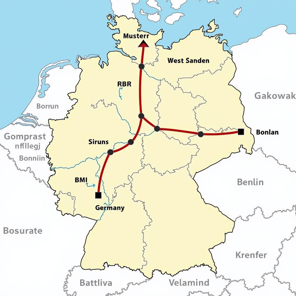 Übersichtskarte der Transitstrecken in der DDR