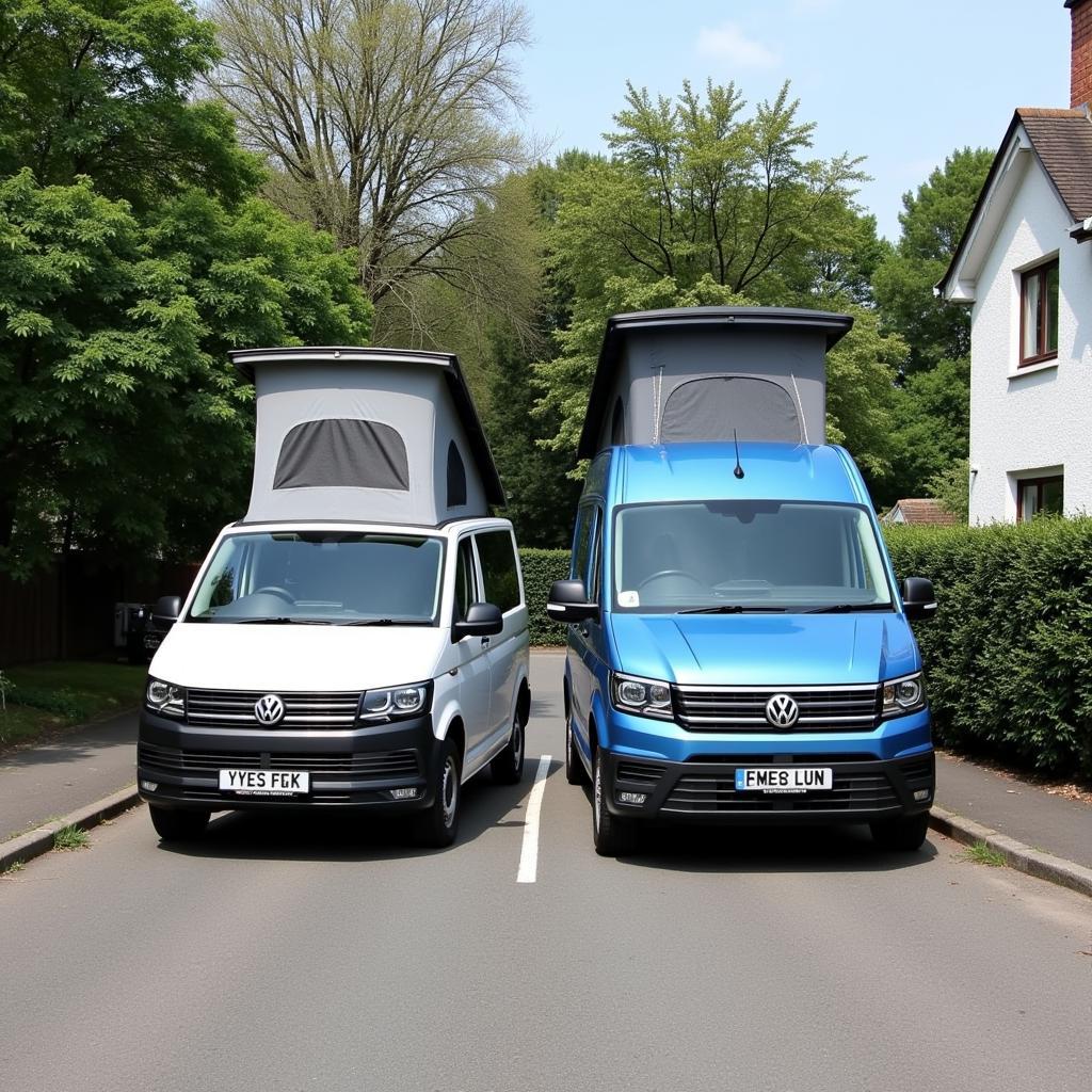 VW California und Crafter nebeneinander geparkt