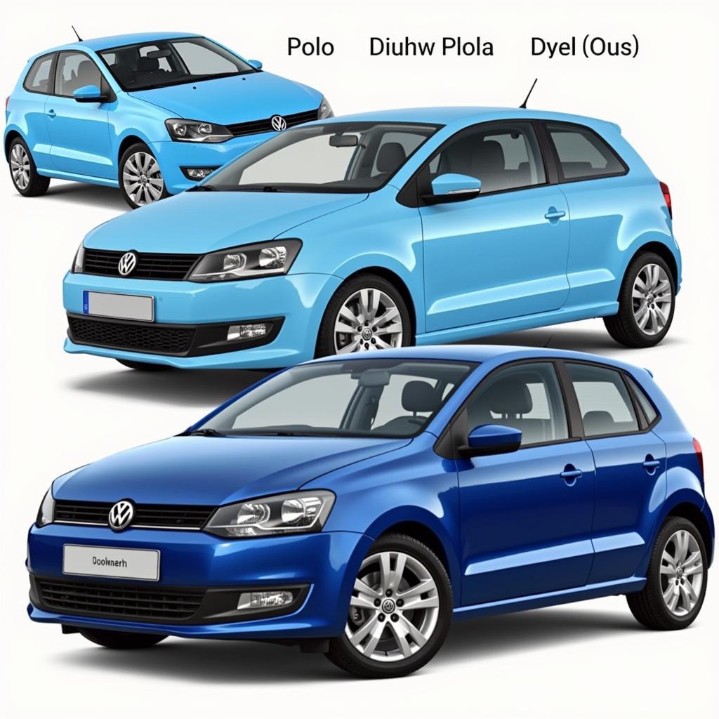 VW Polo in verschiedenen Blautönen: Maritimblau, Reefblau, Shadow Blue Metallic, Lapiz Blue Metallic