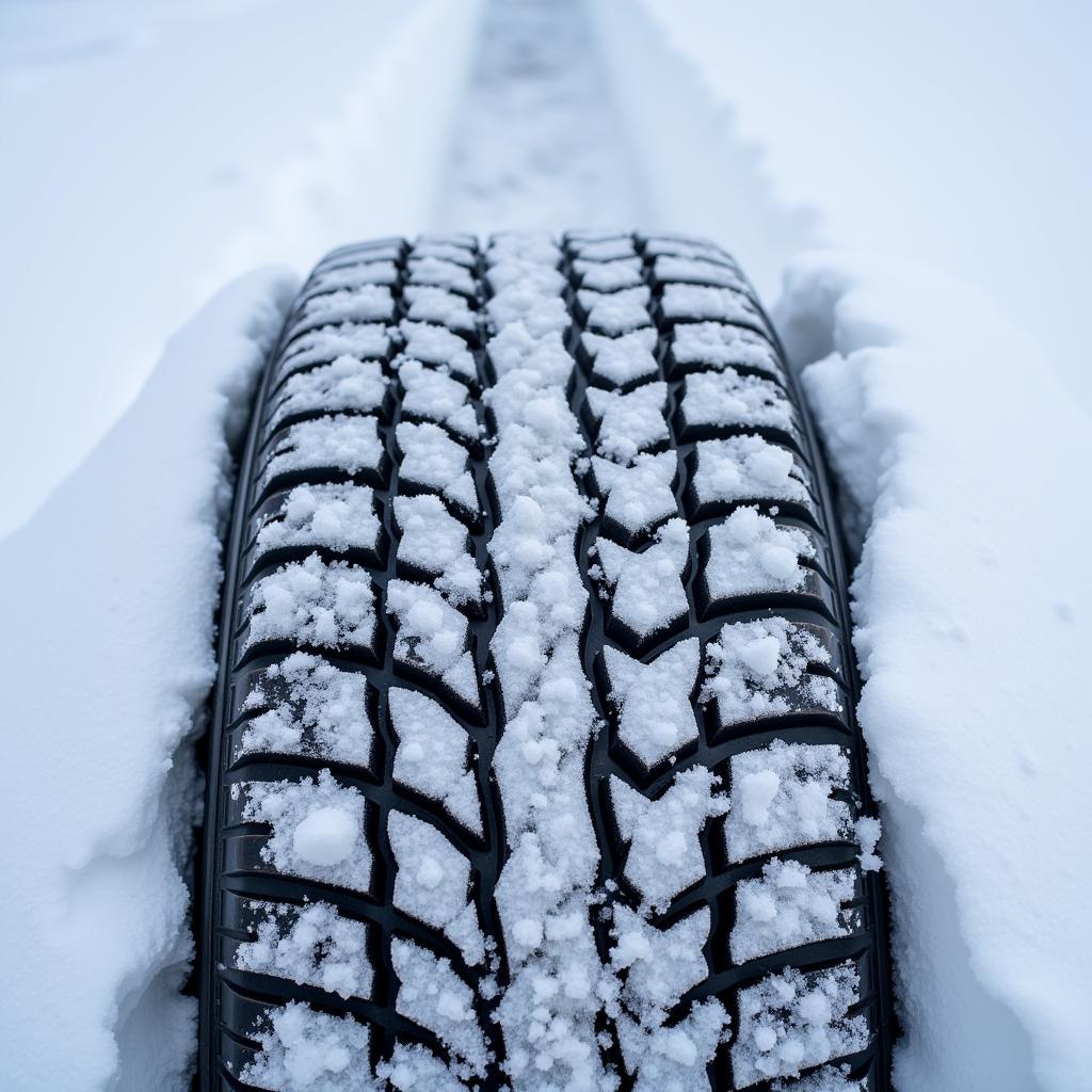 Winterreifenprofil im Schnee