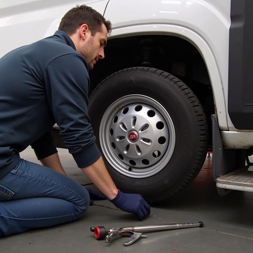 Montage von 16 Zoll Alufelgen an einem Fiat Ducato