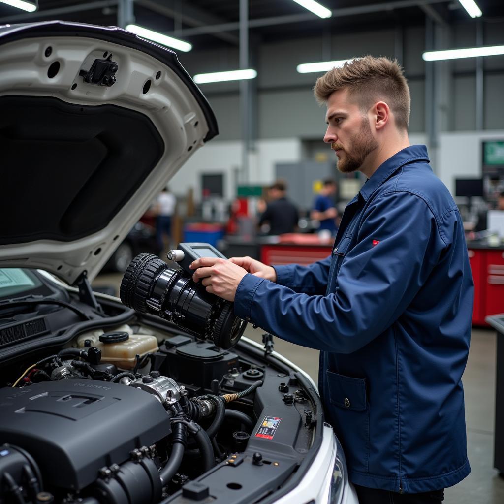 Reparatur eines ABS Steuergeräts in einer Werkstatt