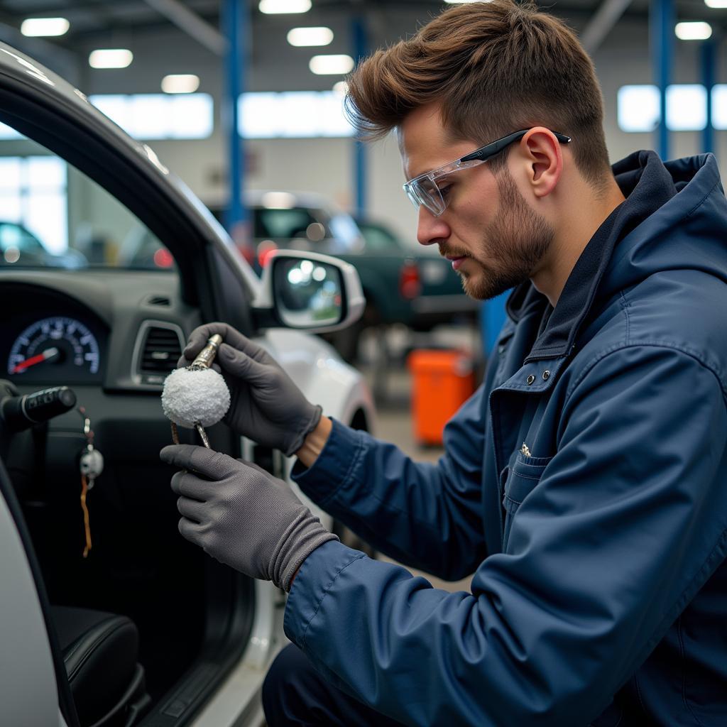 Reparatur des Airbag-Systems in einer Werkstatt