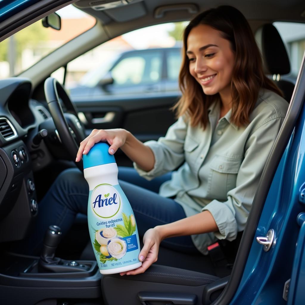 Anwendung von Ariel Febreze im Auto