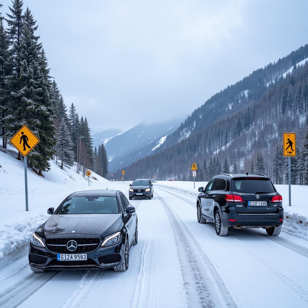 Kettenpflicht am Arlbergpass im Winter